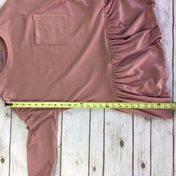 Peach Pink Long Sleeve Peplum Top by Zara Trafaluc - Picture 6 of 8